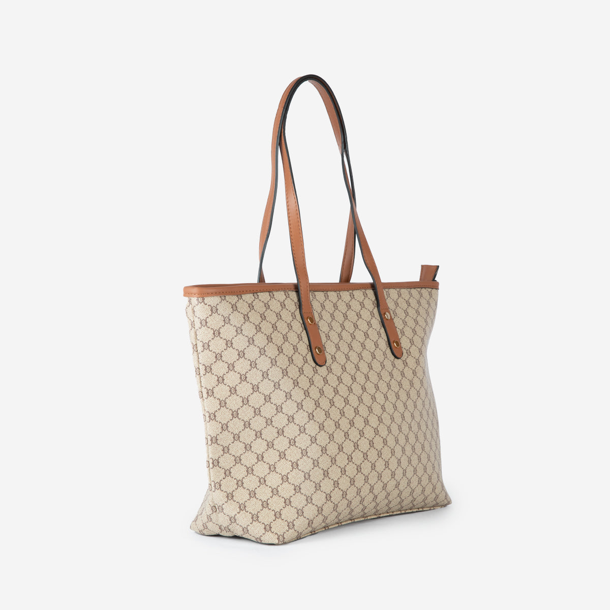 Sac cabas taupe avec sa pochette assortie