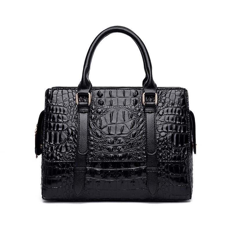 Petit sac à main cuir façon crocodile noir