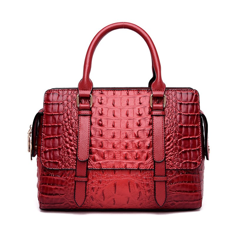 Petit sac à main cuir façon crocodile rouge