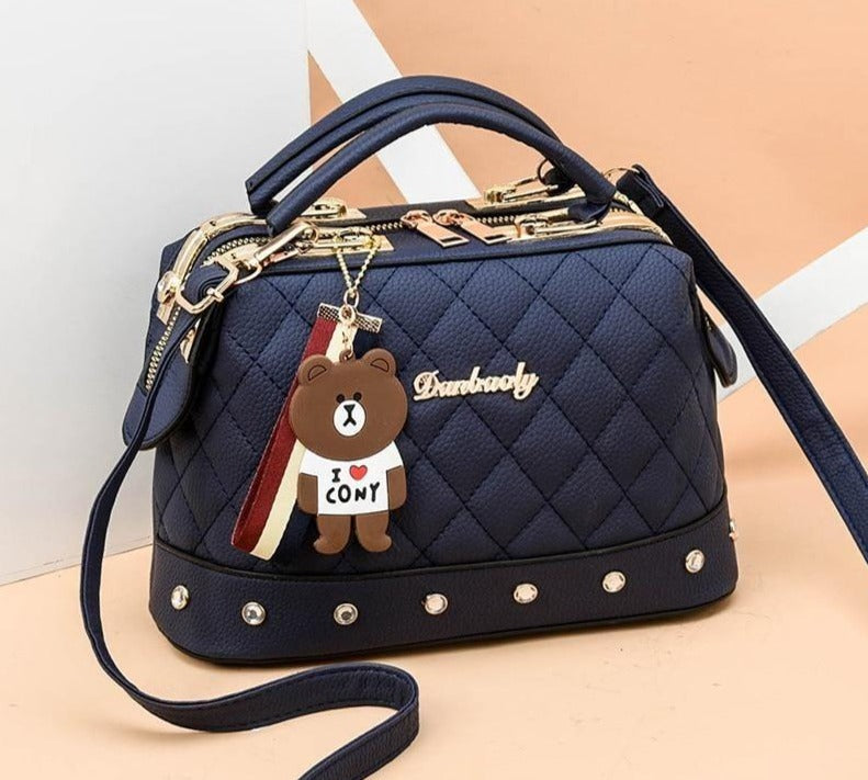 Petit sac à main femme ourson bleu navy