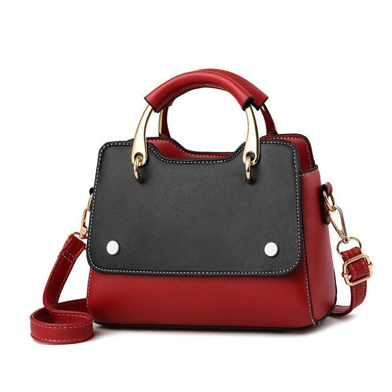 Petit sac à main tendance cuir noir et rouge