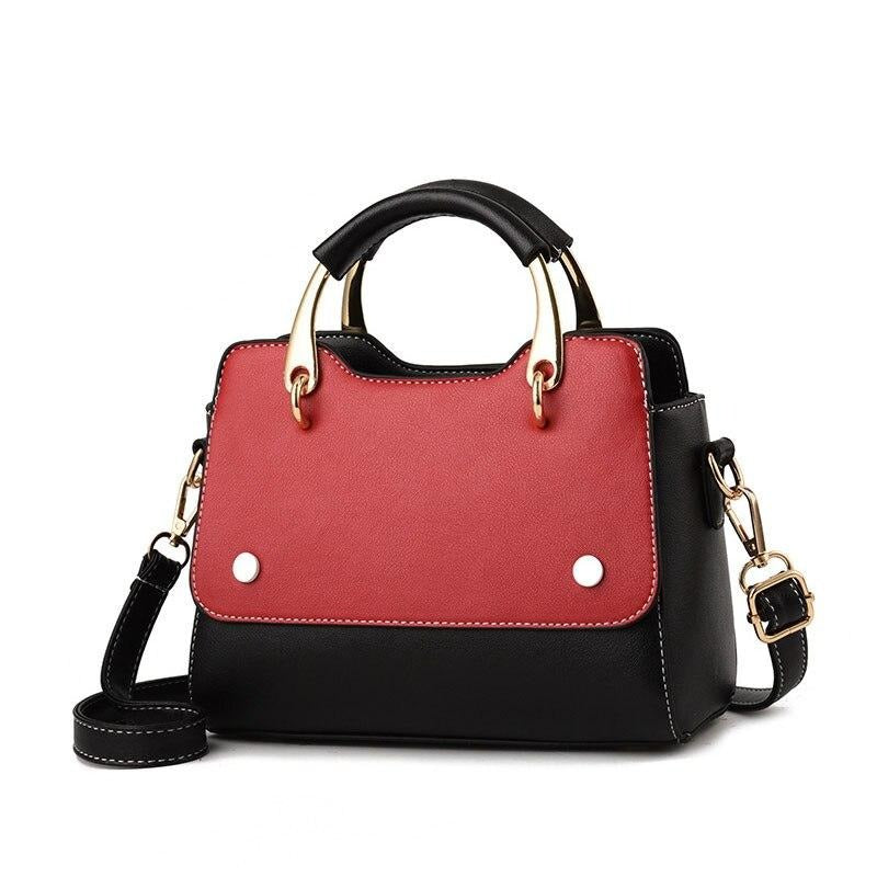 Petit sac à main tendance cuir noir et rouge