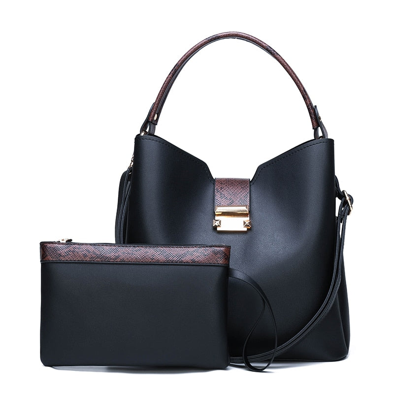 Petit sac bandoulière femme et son sac pochette noir